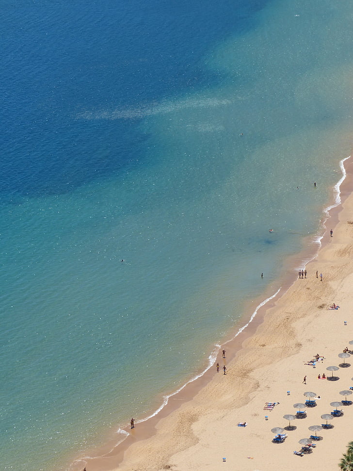Praia de areia, praia, Playa las teresitas, Tenerife, mar, oceano, água