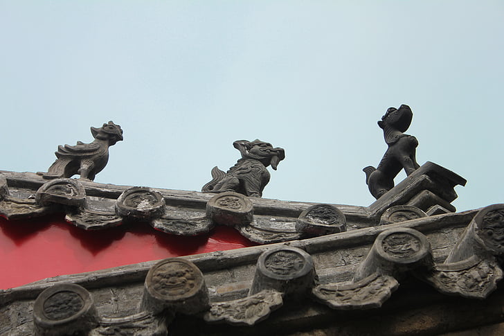 Shandong, Qufu, culture, monuments, les murs de la ville, pierre sculptée, tuile