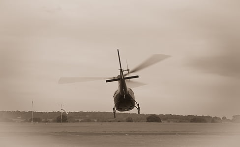helikopter, indulj, utazás, légi közlekedés, repülőgép, menet közben, rotor lapátok