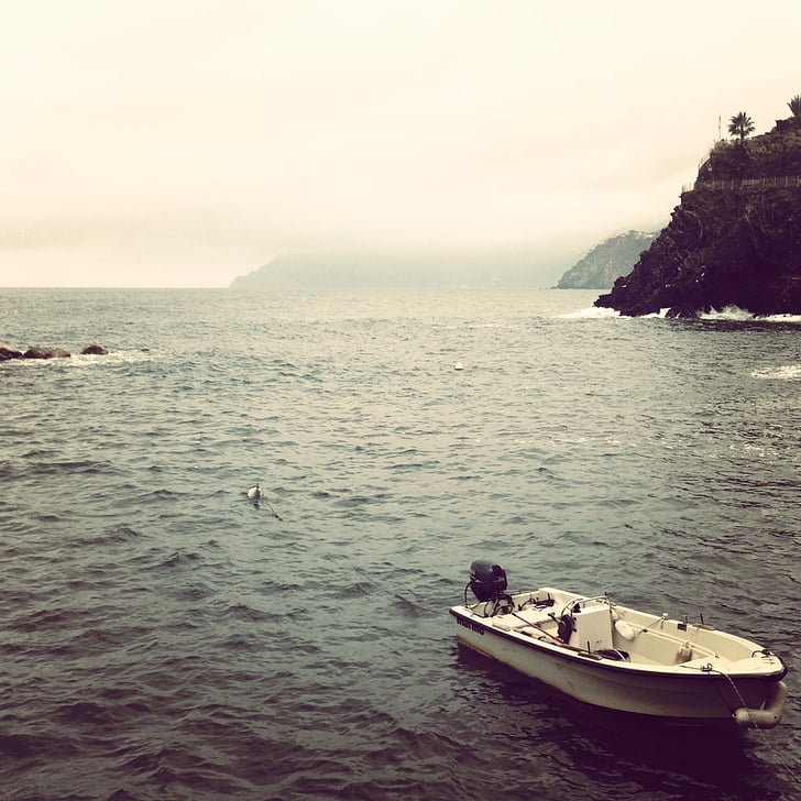 landskap, fotografering, båt, nära, Mountain, dagtid, Ocean