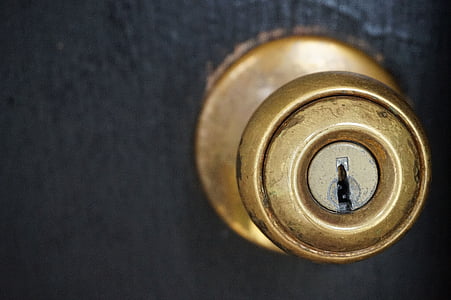 maçaneta da porta, porta, botão, buraco de chave, chave, porta da frente