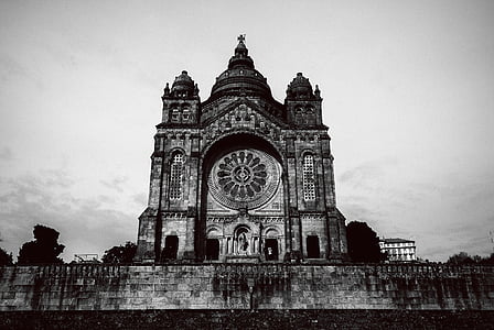 Монастырь, Санта-Лузия, Религия, Виана-ду-Каштелу, черный и белый, Церковь, Архитектура