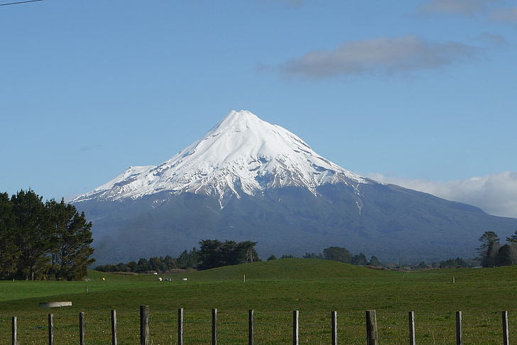 Nouvelle-Zélande, paysage, voyage, volcan, Zélande, Egmont, neige