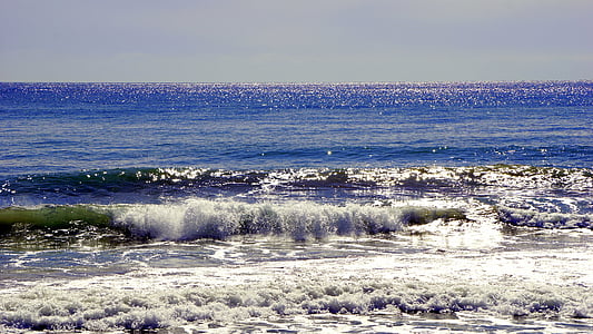вълни, море, вода, плаж, пясък, Коста, синьо
