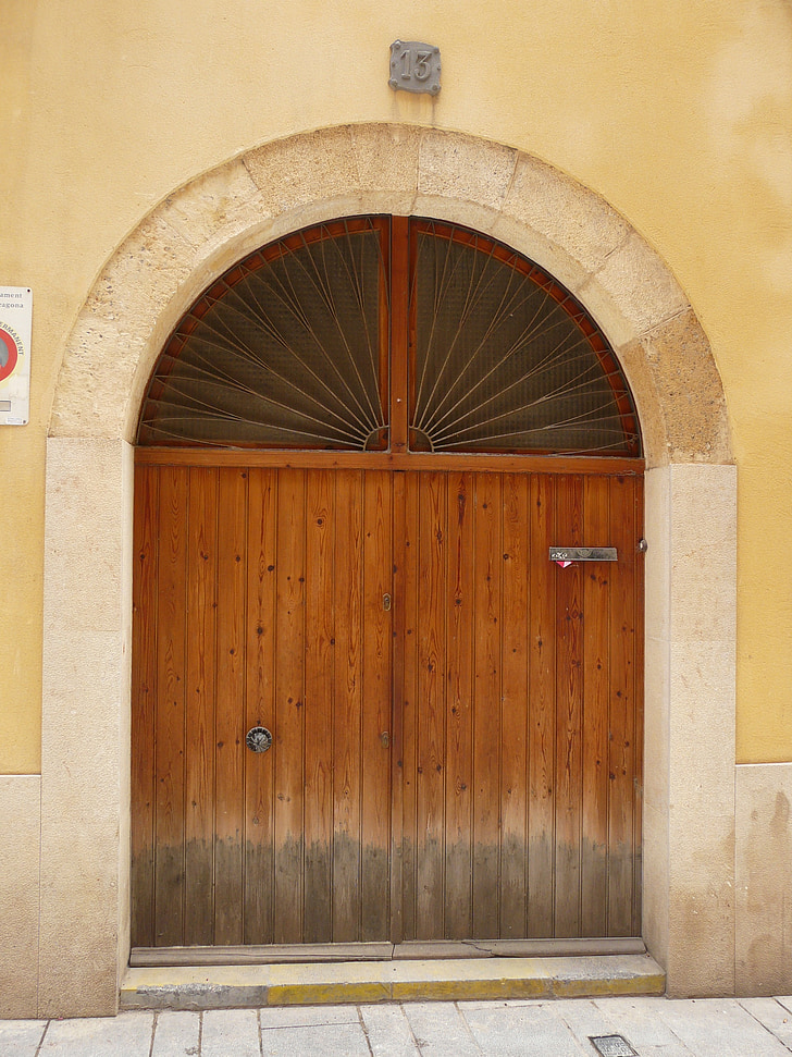 porta, fusta, fusta, decoratius, entrada, porta, Espanya