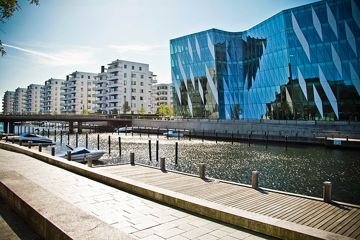 Copenhaga, Porto, mar, doca, edifícios