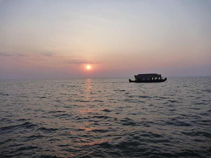 Ocean, loďou, more, India, Južná india, Kerala