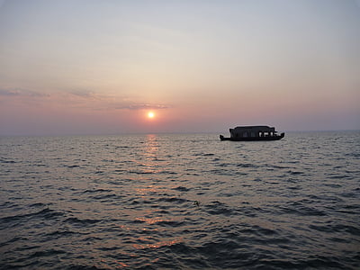 Ocean, Łódź, morze, Indie, południowe Indie, Kerala