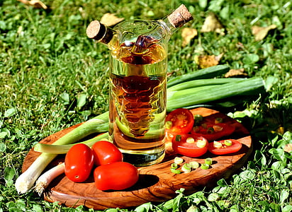 tomatoes, spring onions, vinegar, oil, delicious, food, eat