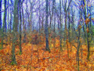 Woods, stromy, Les, podzim, na podzim, malba, umění