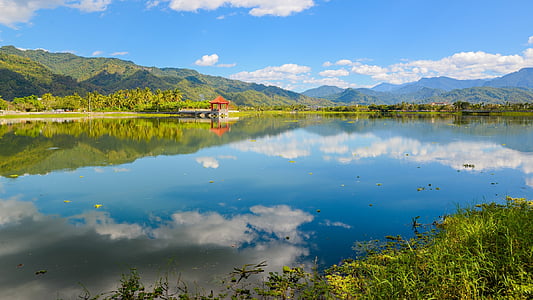 Zhongzheng sø, landskab, vand, reservoir, udendørs, Panorama, naturskønne