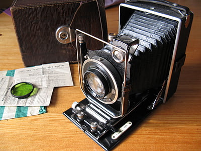 régi kamera, kamera, balgenkamera, fényképezőgép, zár, nosztalgia, Fénykép