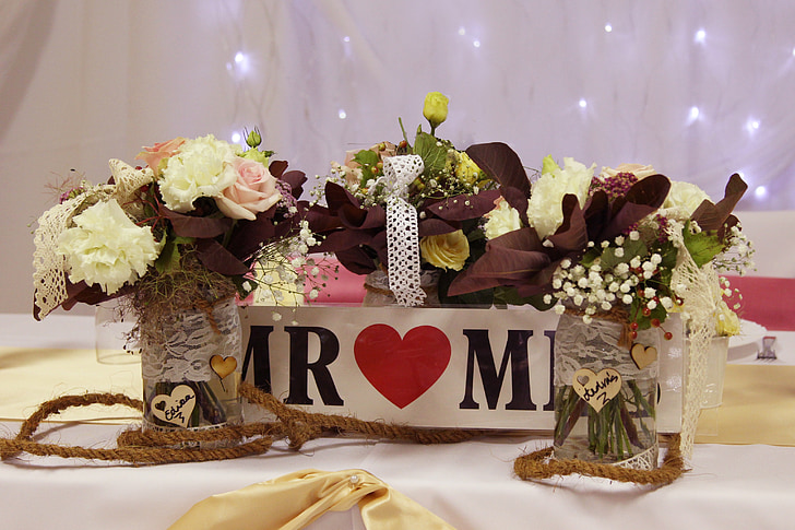 décoration de table, Rose, romantisme, Vintage, bouquet, mariage