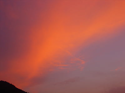 sky, sunset, red, at dusk, sunrise, light, rays