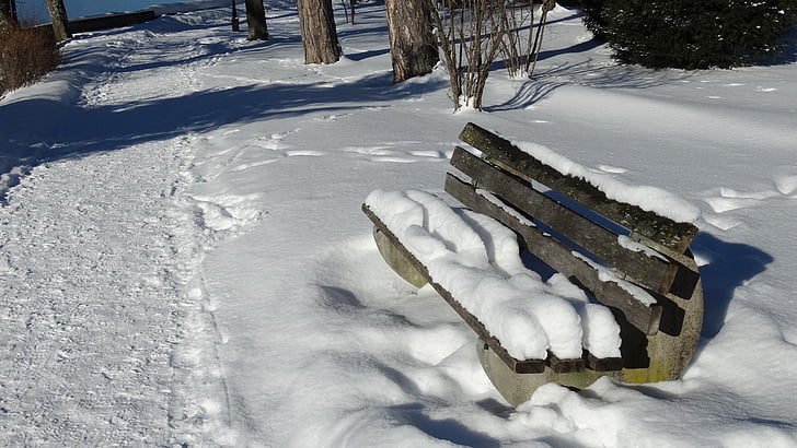 пейка в парка, зимни, сняг, далеч, Тегернзее