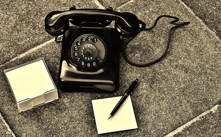 telèfon, vell, construït de l'any 1955, baquelita, correu, Dial, microtelèfon