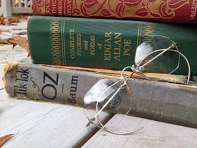 книги, чтение, старые книги, очки, Винтаж, Классика