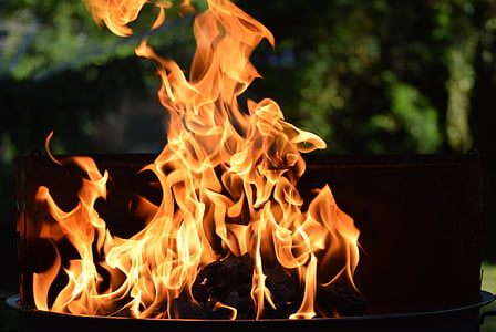api, Grill, api, membakar, arang, panas, bahan bakar