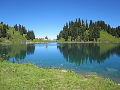湖 lioson, 湖, 山脉, 瑞士, 景观, 自然, 反思