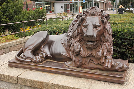 monumentet, sten lejon, landmärke, brons lejon