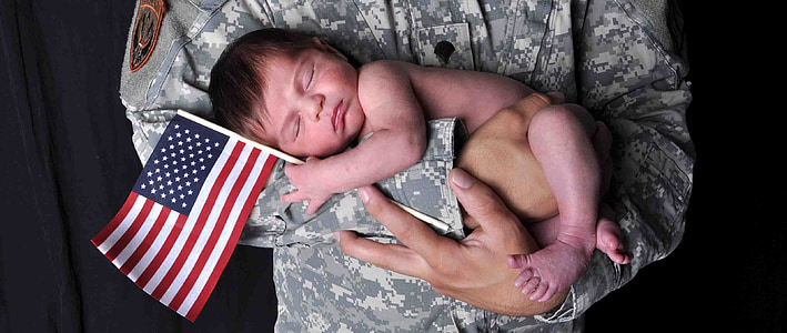 nyfödda, barn, fotografering, Studio, Baby, soldat, Amerika