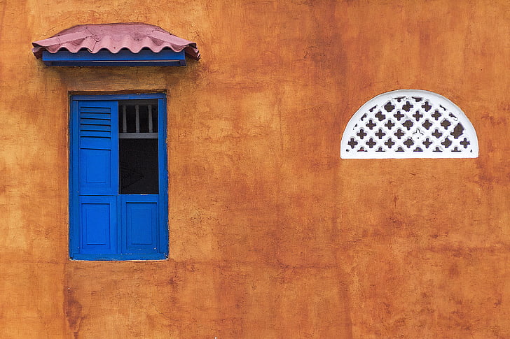 ventana, edificio, colonial, persianas, arquitectura, pintado, urbana