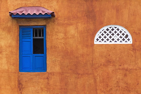finestra, edifici, colonial, Persianes, arquitectura, pintat, urbà