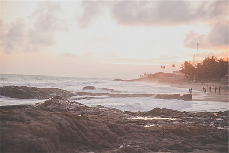Océano, Playa, naturaleza, puesta de sol, arena, Costa, ondas