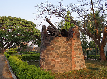 kittur erőd, Fort, Canon post, romok, kittur, Karnataka, India