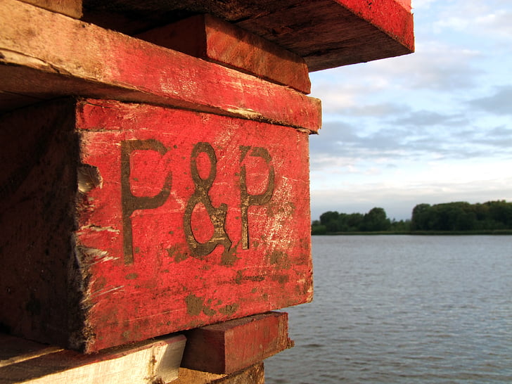 utbud, röd, trä, gamla, vatten, floden, Weser
