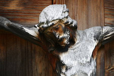 crucifix, cross, wayside cross, carved, wooden cross, cemetery, headstone