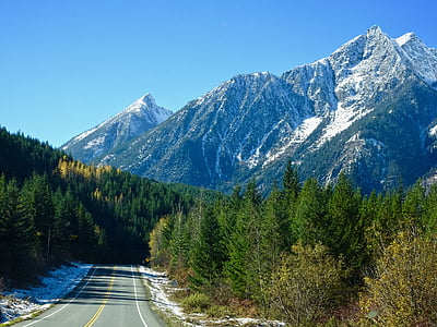 motorvei, fjell, snø, villmark, reise, landskapet, topper