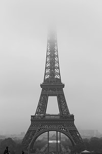 Paryż, Wieża Eiffla, mgła, listopada, Francja, Viva la france, nastrój