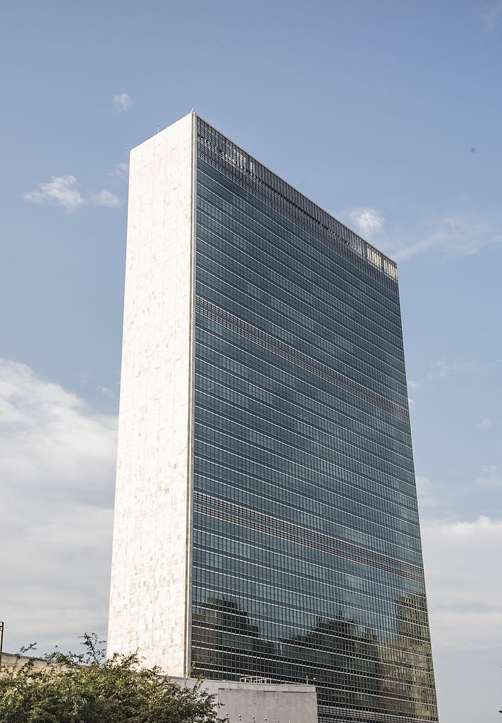 delle Nazioni Unite, New york, cielo, blu, costruzione, uffici, urbano
