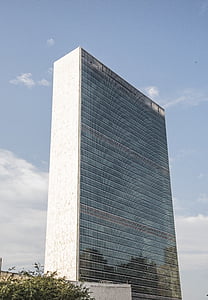 Organizace spojených národů, New york, obloha, modrá, budova, kanceláře, městský