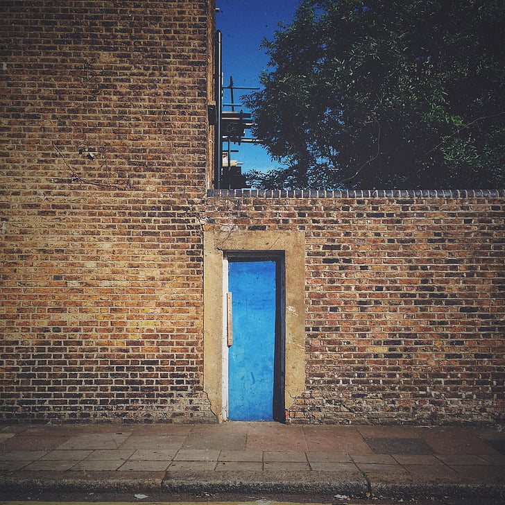 vrata, modra, ulica, grunge, Vintage, vhod, vrata