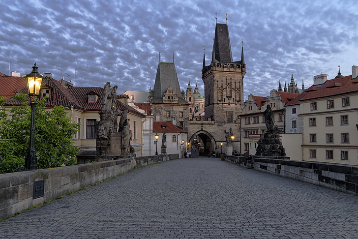 Prague, Pont Charles, ville, vieille ville, pont, Historiquement, architecture