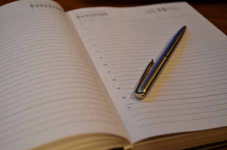 dagbok, penn, notatblokk, arbeid, sekretær, planlegging