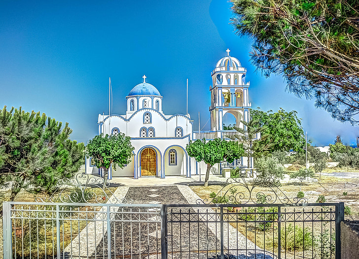 Igreja, Santorini, Grécia, Grego, Ilha, arquitetura, Mediterrâneo