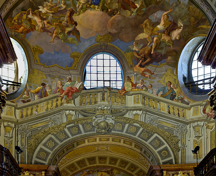 Wien, Österreich, Balkon von Wissenschaftlern, Nationalbibliothek, Wahrzeichen, Innenraum, Innenseite