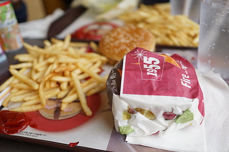 Burger, patatine fritte, set di hamburger, pranzo, cibo è delizioso, TAPI rouge, hamburger patatine fritte