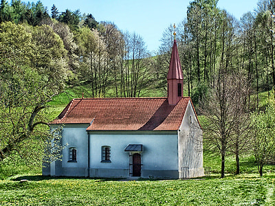 Njemačka, krajolik, slikovit, Crkva, kapela, polje, šuma