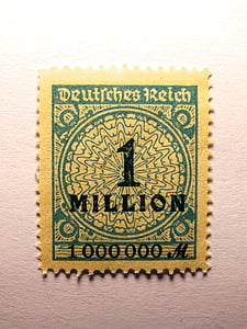stamp, german empire, inflation, a million, germany, post, reichsmark