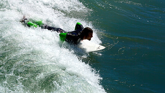 sporty wodne, fale surfingu, surfing, Surf, Rzeka, surfing, Glide, Sport