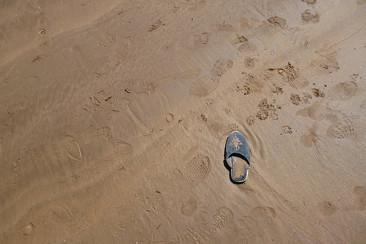pijesak, plaža, otisak stopala, tragove, jedini, Izgubio, Zaboravi