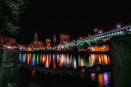 Cleveland, Ohio, ville, urbain, paysage urbain, Skyline, pont
