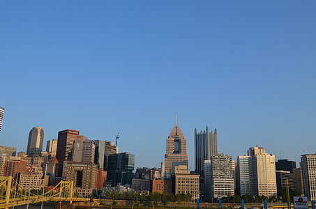 Pittsburgh, paisagem urbana, ponte, centro da cidade, Pensilvânia, arquitetura, ascensões elevadas