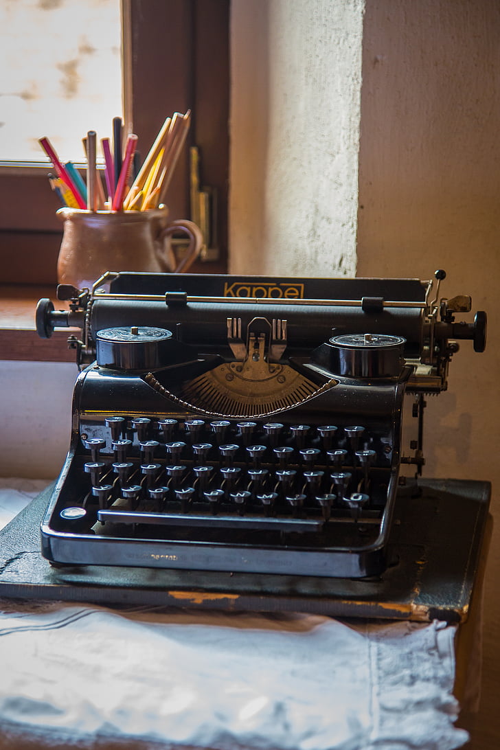 písací stroj, opustiť, kľúče, Ťuknite na položku, Office spotrebiča, historicky, listy
