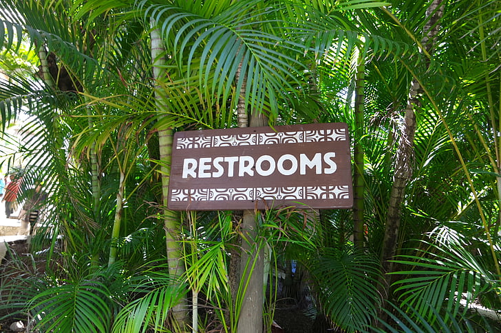 hawaii, tropical, signs, toilet, park, sign, nature