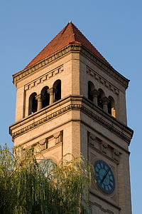 clock tower, Spokane, Washington, pulkstenis, riverfront